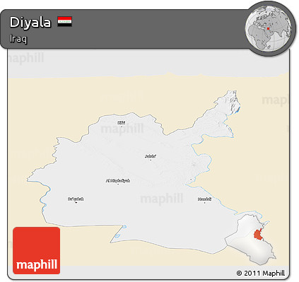 Classic Style Panoramic Map of Diyala, single color outside