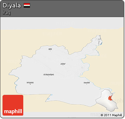 Classic Style Panoramic Map of Diyala, single color outside