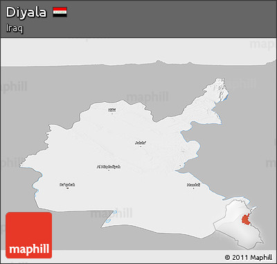 Gray Panoramic Map of Diyala, single color outside