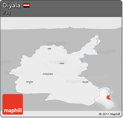 Gray Panoramic Map of Diyala, single color outside