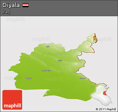 Physical Panoramic Map of Diyala, cropped outside