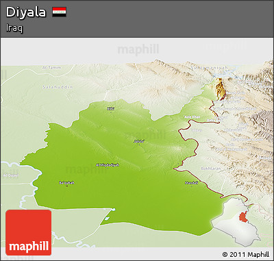 Physical Panoramic Map of Diyala, lighten