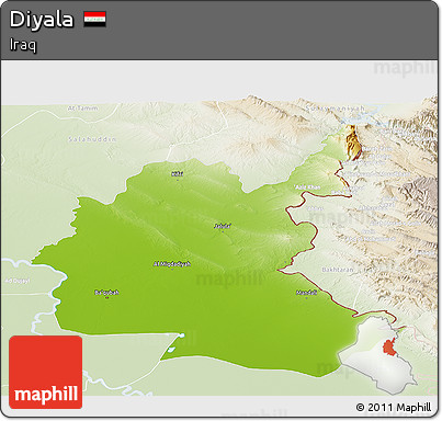 Physical Panoramic Map of Diyala, lighten