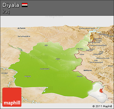 Physical Panoramic Map of Diyala, satellite outside