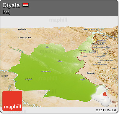 Physical Panoramic Map of Diyala, satellite outside