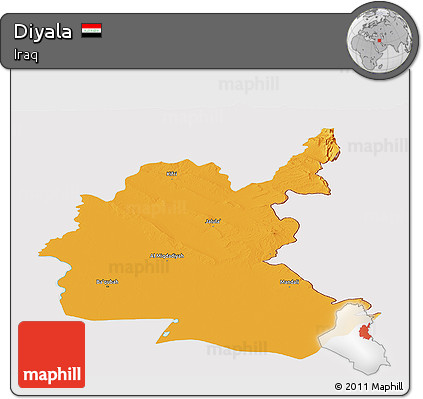 Political Panoramic Map of Diyala, cropped outside