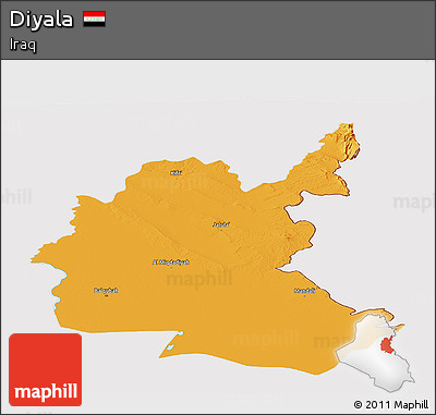 Political Panoramic Map of Diyala, cropped outside
