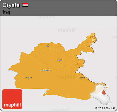 Political Panoramic Map of Diyala, cropped outside