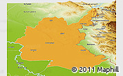 Political Panoramic Map of Diyala, physical outside