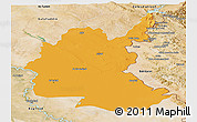 Political Panoramic Map of Diyala, satellite outside
