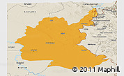 Political Panoramic Map of Diyala, shaded relief outside