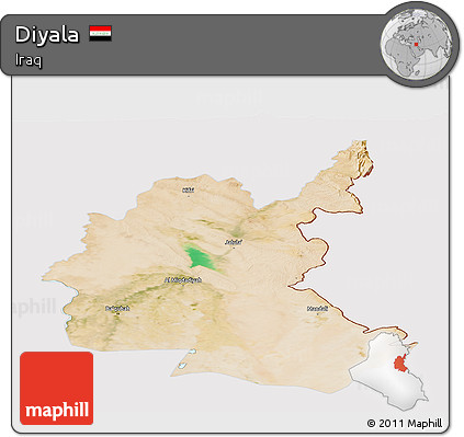Satellite Panoramic Map of Diyala, cropped outside