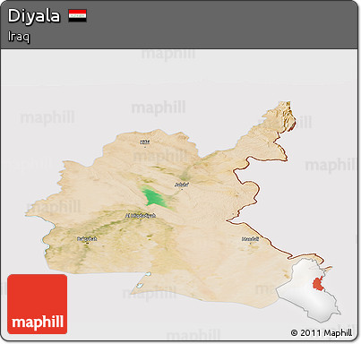 Satellite Panoramic Map of Diyala, cropped outside