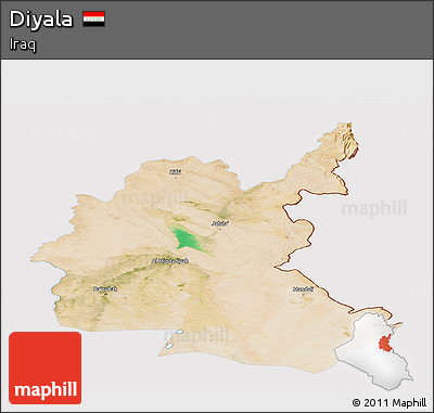 Satellite Panoramic Map of Diyala, cropped outside