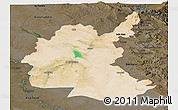 Satellite Panoramic Map of Diyala, darken
