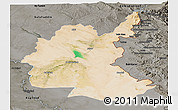 Satellite Panoramic Map of Diyala, darken, semi-desaturated