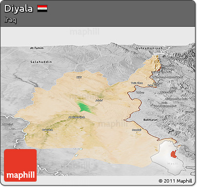Satellite Panoramic Map of Diyala, desaturated