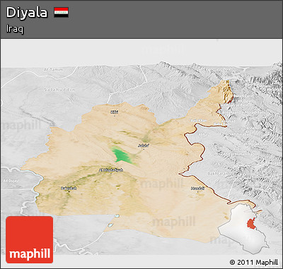 Satellite Panoramic Map of Diyala, lighten, desaturated