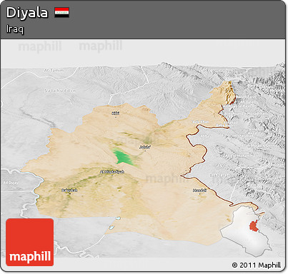 Satellite Panoramic Map of Diyala, lighten, desaturated
