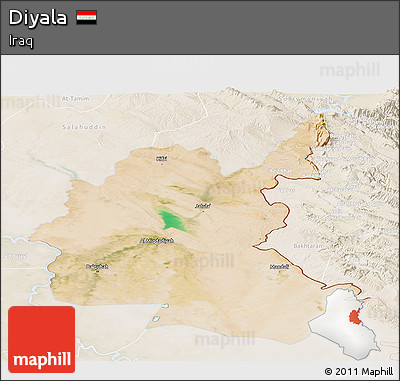 Satellite Panoramic Map of Diyala, lighten