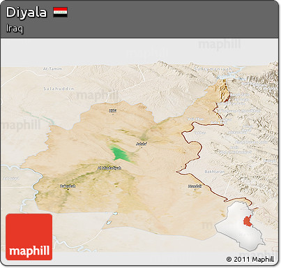 Satellite Panoramic Map of Diyala, lighten