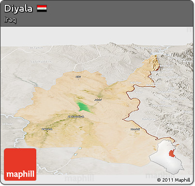 Satellite Panoramic Map of Diyala, lighten, semi-desaturated