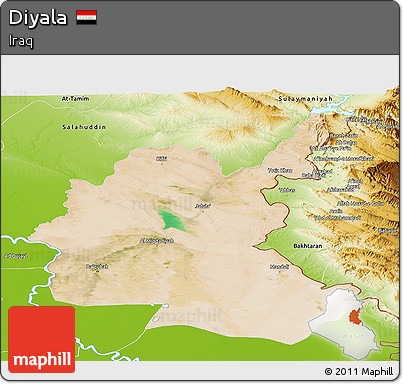 Satellite Panoramic Map of Diyala, physical outside