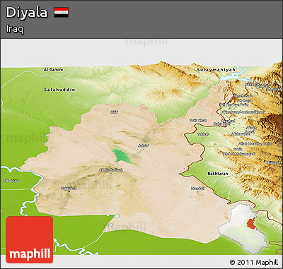 Satellite Panoramic Map of Diyala, physical outside