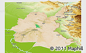 Satellite Panoramic Map of Diyala, physical outside