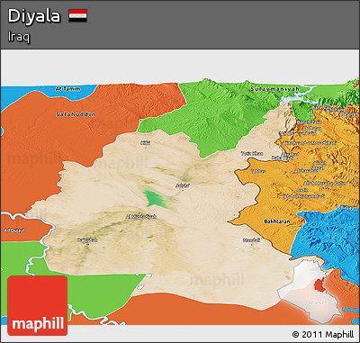 Satellite Panoramic Map of Diyala, political outside