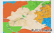 Satellite Panoramic Map of Diyala, political outside