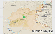 Satellite Panoramic Map of Diyala, shaded relief outside