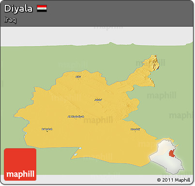 Savanna Style Panoramic Map of Diyala, single color outside