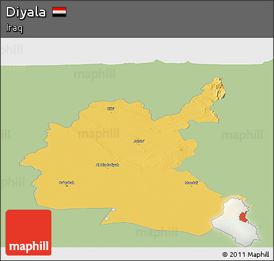Savanna Style Panoramic Map of Diyala, single color outside