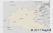 Shaded Relief Panoramic Map of Diyala, desaturated
