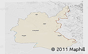 Shaded Relief Panoramic Map of Diyala, lighten, desaturated