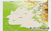 Shaded Relief Panoramic Map of Diyala, physical outside