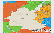 Shaded Relief Panoramic Map of Diyala, political outside