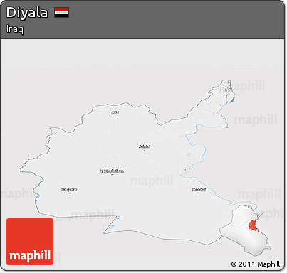 Silver Style Panoramic Map of Diyala, single color outside