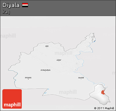 Silver Style Panoramic Map of Diyala, single color outside
