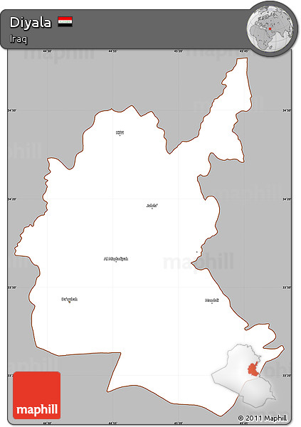 Gray Simple Map of Diyala, cropped outside