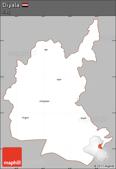 Gray Simple Map of Diyala, cropped outside
