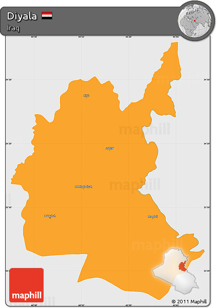 Political Simple Map of Diyala, single color outside