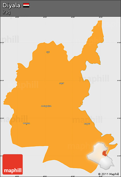 Political Simple Map of Diyala, single color outside