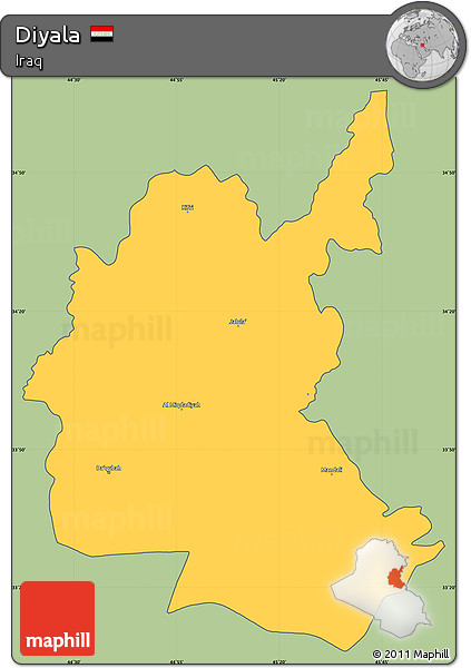 Savanna Style Simple Map of Diyala, cropped outside
