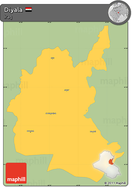 Savanna Style Simple Map of Diyala, single color outside