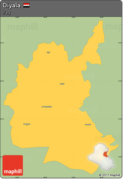 Savanna Style Simple Map of Diyala, single color outside