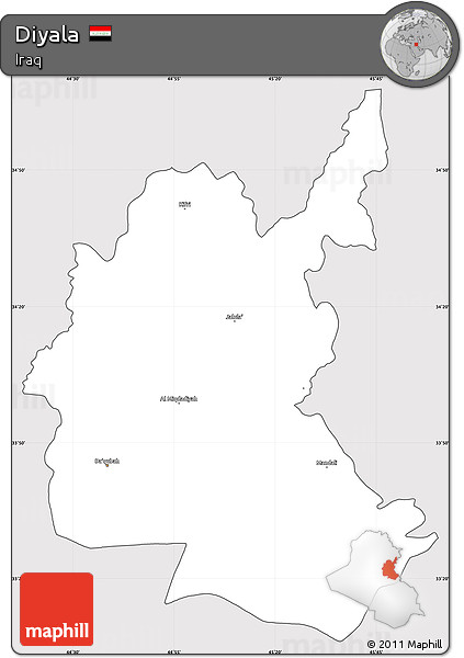 Silver Style Simple Map of Diyala, cropped outside
