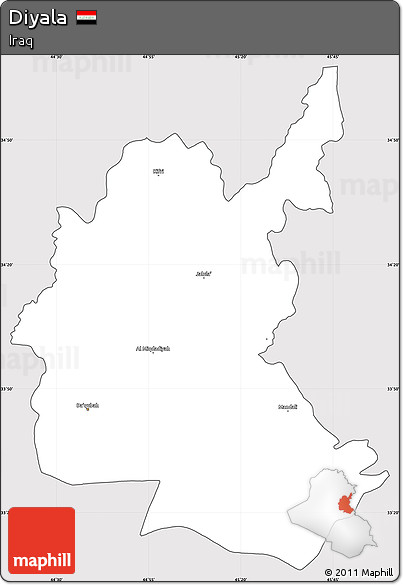 Silver Style Simple Map of Diyala, cropped outside