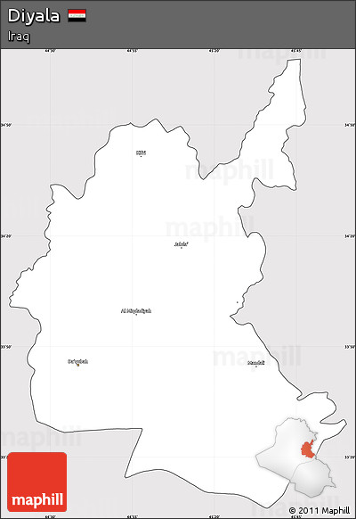 Silver Style Simple Map of Diyala, cropped outside